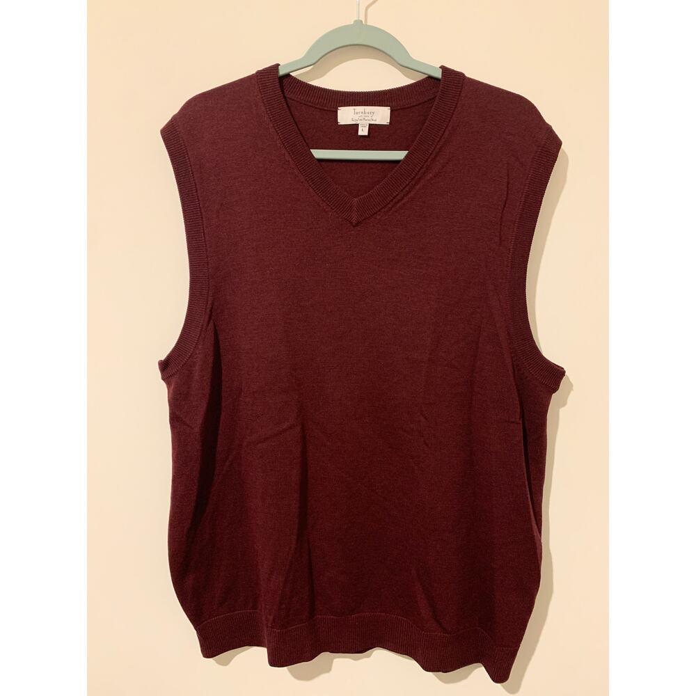 Turnbury Extra Fine Merino Wool Sweater vest Burgundy Size Large  classic Preppy